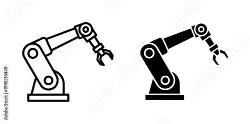 Industrial Robotic Arm Icon Set for Factory Automation