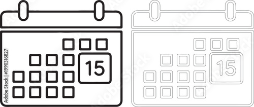 Calendar page with number 15 highlighted date fifteen