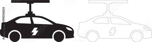 Black and white electric car charging symbol vehicle