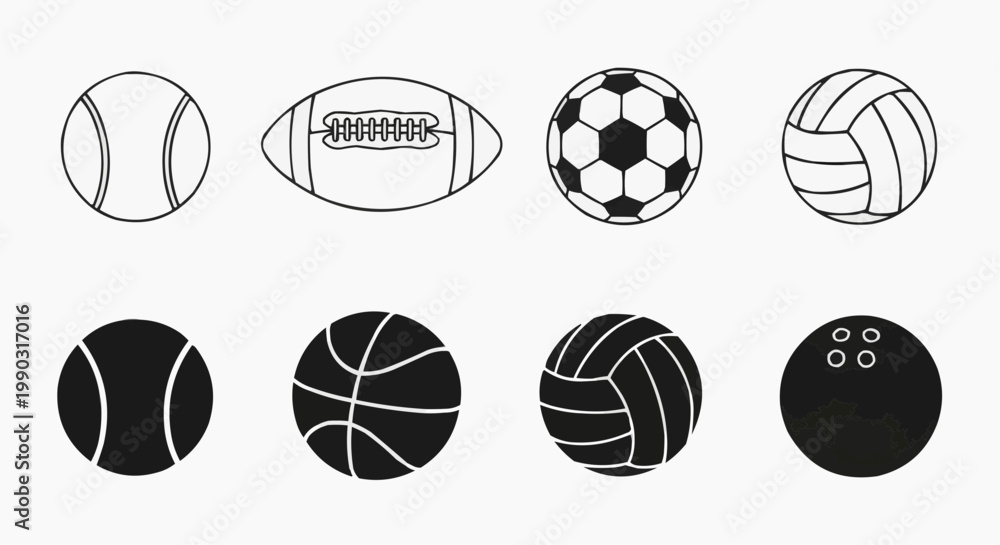 Obraz premium Sports Balls Silhouette Collection