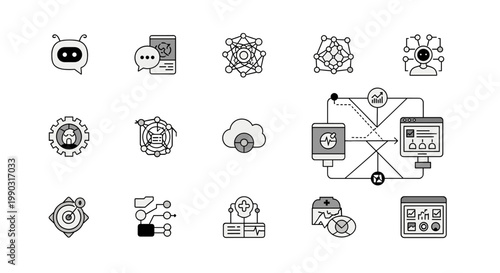 Modern icons conveying precision, focus, and strategic planning. Ideal for marketing materials, presentations, and illustrating a goal-oriented approa