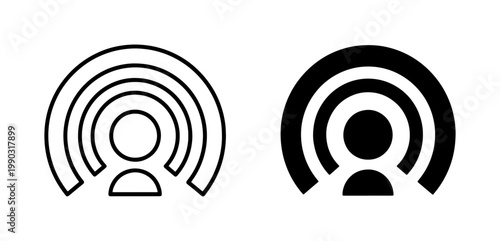 Live Stream Icon Set with User and Signal Waves