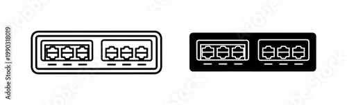 Dual Ethernet Port Network Connection Line Icons