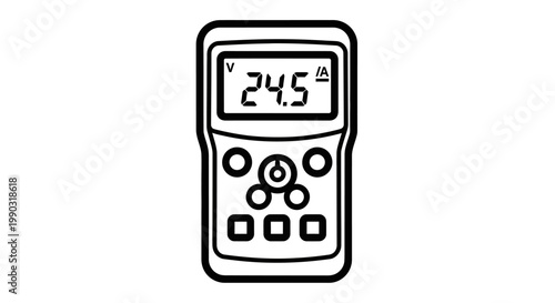 Digital Multimeter for Electrical Measurement with Display, Isolated White Background
