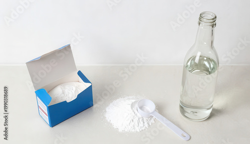 Baking soda and vinegar cleaning concept PNG