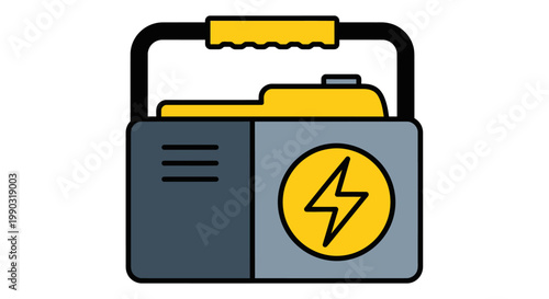 Car Battery Charger or Power Bank with Lightning Bolt Symbol Colored Icon on Isolated White Background