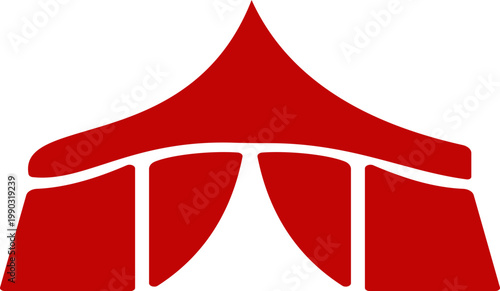 Event tent canopy pavilion icon in black red flat and line style vector illustration, camping shelter marquee gazebo awning symbol pack minimal outline design