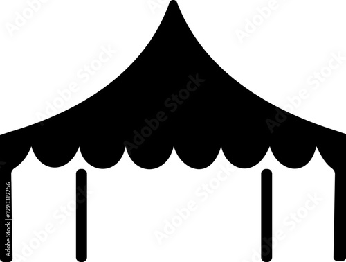 Event tent canopy pavilion icon in black red flat and line style vector illustration, camping shelter marquee gazebo awning symbol pack minimal outline design