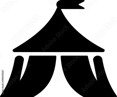 Event tent canopy pavilion icon in black red flat and line style vector illustration, camping shelter marquee gazebo awning symbol pack minimal outline design