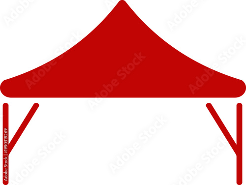 Event tent canopy pavilion icon in black red flat and line style vector illustration, camping shelter marquee gazebo awning symbol pack minimal outline design