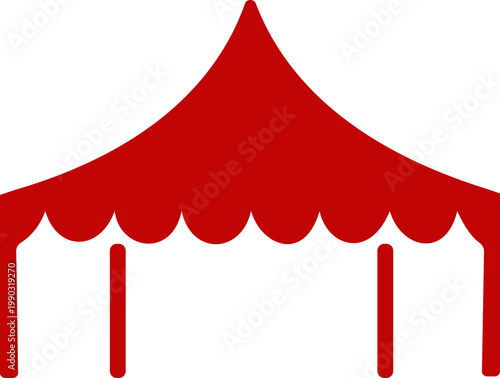 Event tent canopy pavilion icon in black red flat and line style vector illustration, camping shelter marquee gazebo awning symbol pack minimal outline design