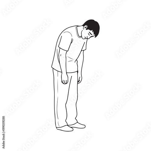 Depress man outline vector flat illustration design