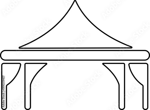 Event tent canopy pavilion icon in black red flat and line style vector illustration, camping shelter marquee gazebo awning symbol pack minimal outline design