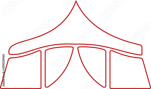 Event tent canopy pavilion icon in black red flat and line style vector illustration, camping shelter marquee gazebo awning symbol pack minimal outline design