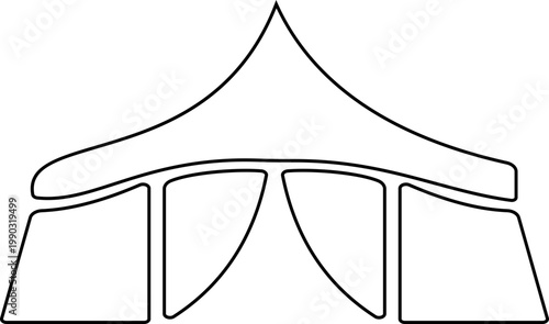 Event tent canopy pavilion icon in black red flat and line style vector illustration, camping shelter marquee gazebo awning symbol pack minimal outline design