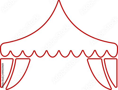 Event tent canopy pavilion icon in black red flat and line style vector illustration, camping shelter marquee gazebo awning symbol pack minimal outline design