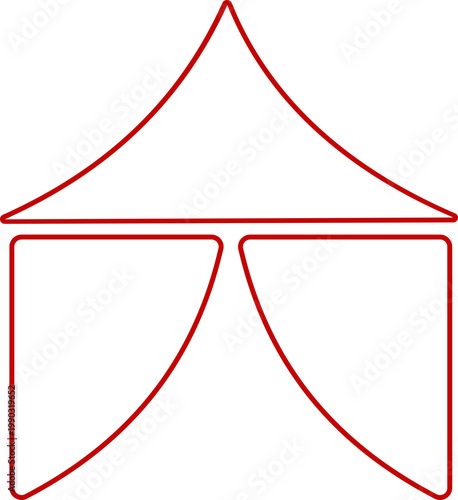 Event tent canopy pavilion icon in black red flat and line style vector illustration, camping shelter marquee gazebo awning symbol pack minimal outline design