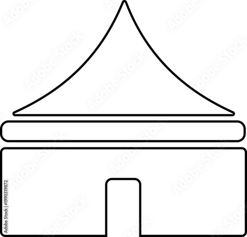 Event tent canopy pavilion icon in black red flat and line style vector illustration, camping shelter marquee gazebo awning symbol pack minimal outline design