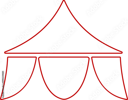 Event tent canopy pavilion icon in black red flat and line style vector illustration, camping shelter marquee gazebo awning symbol pack minimal outline design