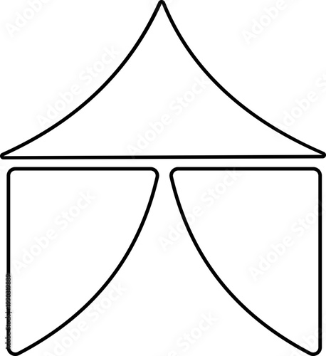 Event tent canopy pavilion icon in black red flat and line style vector illustration, camping shelter marquee gazebo awning symbol pack minimal outline design
