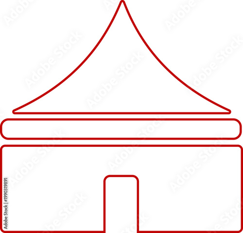 Event tent canopy pavilion icon in black red flat and line style vector illustration, camping shelter marquee gazebo awning symbol pack minimal outline design