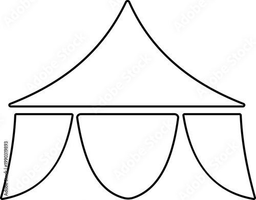 Event tent canopy pavilion icon in black red flat and line style vector illustration, camping shelter marquee gazebo awning symbol pack minimal outline design