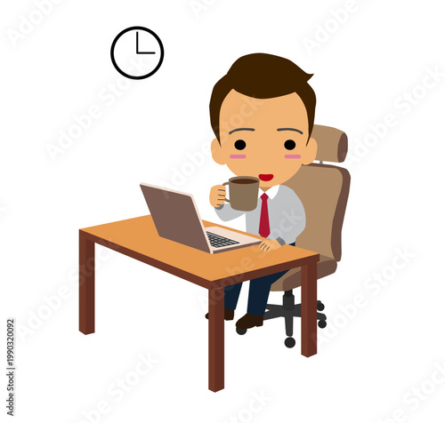 Man taking coffee break while working from home