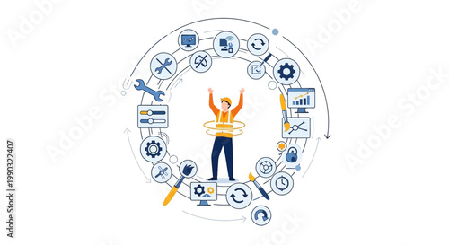 Man Celebrating with Raised Arms.