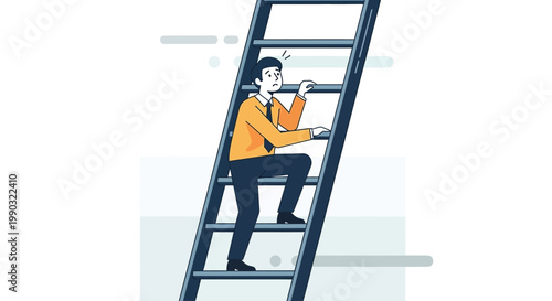 Man climbing a tall ladder.