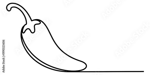 ErrorContinuous one line drawing of a hot chili pepper vegetable on a white background Vector, illustration