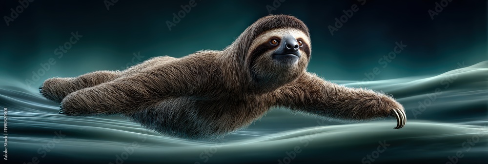 Fototapeta premium Sloth Swimming in Ocean