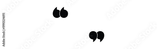 Quote icon. Mark for quotation, speech and citation. Double comma and inverted double comma.