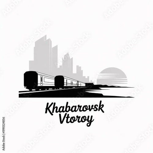 Quadro su tela Khabarovsk Vtoroy Russia Skyline – Far East District Vector Silhouette