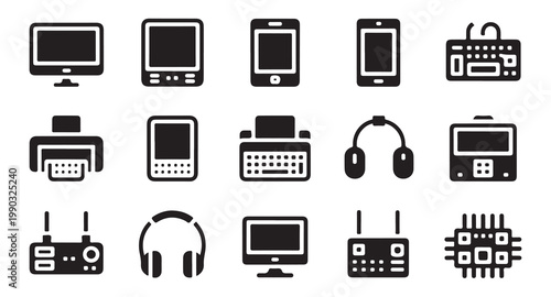 Computer and electronic device icons for web and app development.