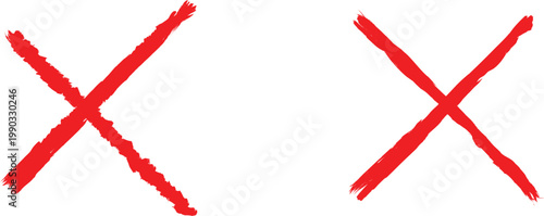 X Marks .Two Red Crossed Vector Brush Strokes. Rejected sign in grunge style.