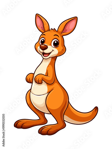 Cute Cartoon Kangaroo Standing Illustration