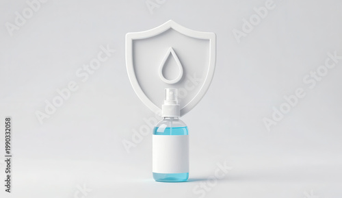 Shield protection icon + cleaning product