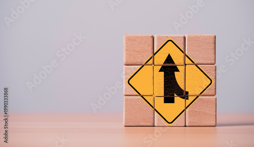 Photos Business merger and acquisition concept with upward arrow direction, symbolizing