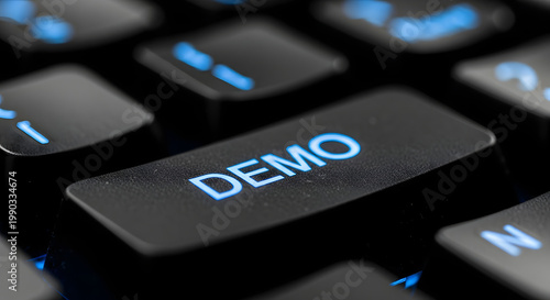 Close-up of a demo keyboard button ai generated 
