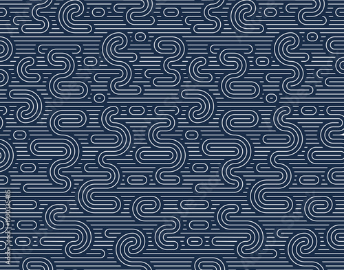 Linear seamless pattern, vector stripy geometric abstract background, tiling art runny dynamic lines, funky endless retro wallpaper.