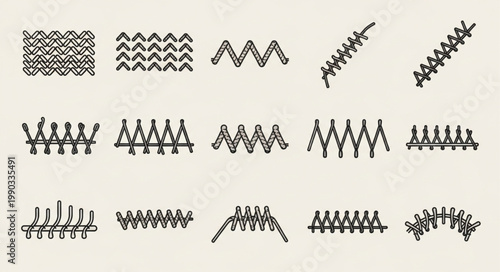 Collection of Various Sewing Machine Stitch Patterns.