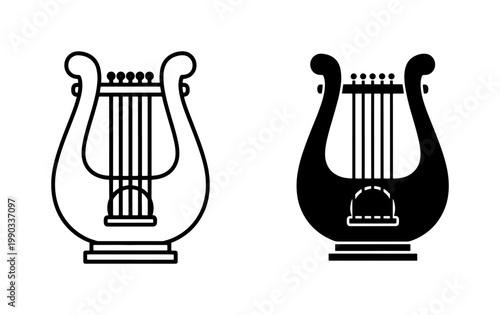 Ancient Greek Lyre Musical Instrument Vector Icons