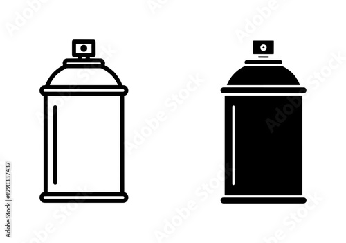 Spray Paint Can Outline and Silhouette Icon Set