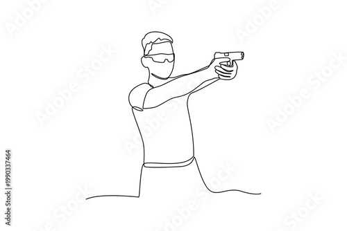 Simple continuous line draw of outdoor shooting sport. Sport activity minimalist concept, outdoor activity.