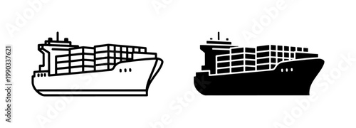 Cargo Ship Icon Set for Global Logistics and Maritime Trade