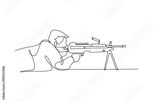 Simple continuous line draw of outdoor shooting sport. Sport activity minimalist concept, outdoor activity.