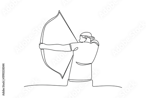 Simple continuous line draw of outdoor shooting sport. Sport activity minimalist concept, outdoor activity.