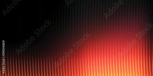 Warm orange glow in dark gradient, riddle glass effect with smooth ripple flow and faint fractal highlights, vertical lines, luminous depth. Vector illustration