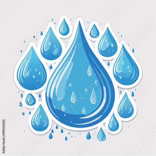 Collection of blue water drops in various sizes