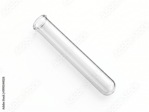 Glass laboratory test tube isolated on pure white background science